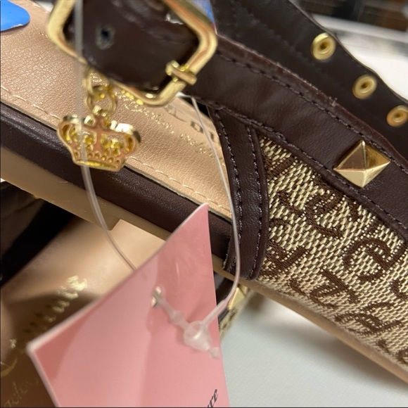 NWT Juicy Couture ballet sling-backs, brown, w/ signature fabric and gol… - Picture 5 of 11